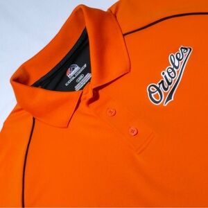 Majestic Orioles Vibrant Orange Polo Shirt Cool Base Size‎ L Excellent
